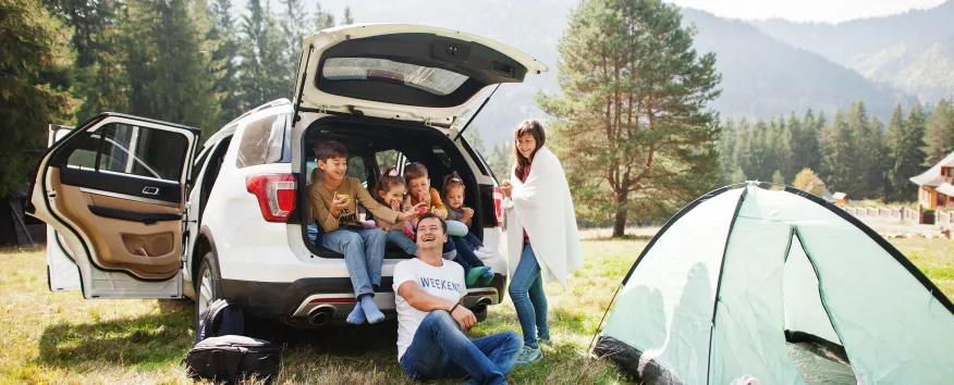 People camping in car