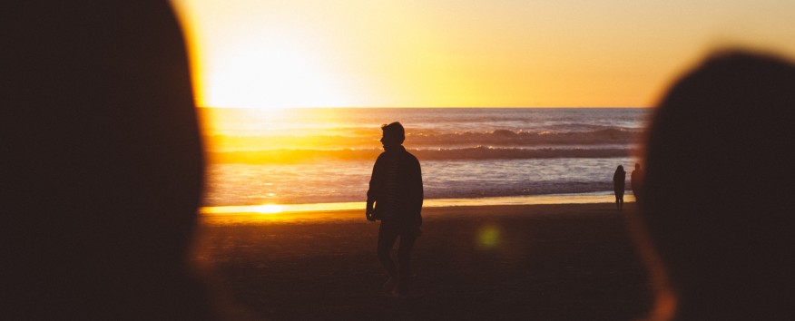 Looking at beach and person