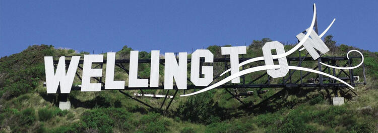 Wellington sign on a hill