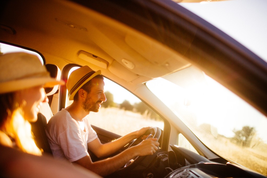 Man driving in car